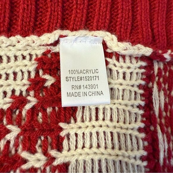 Coco + Carmen Red/Wht Reindeer Hooded Knit Cape-Poncho Sz-S/M - Picture 8 of 8